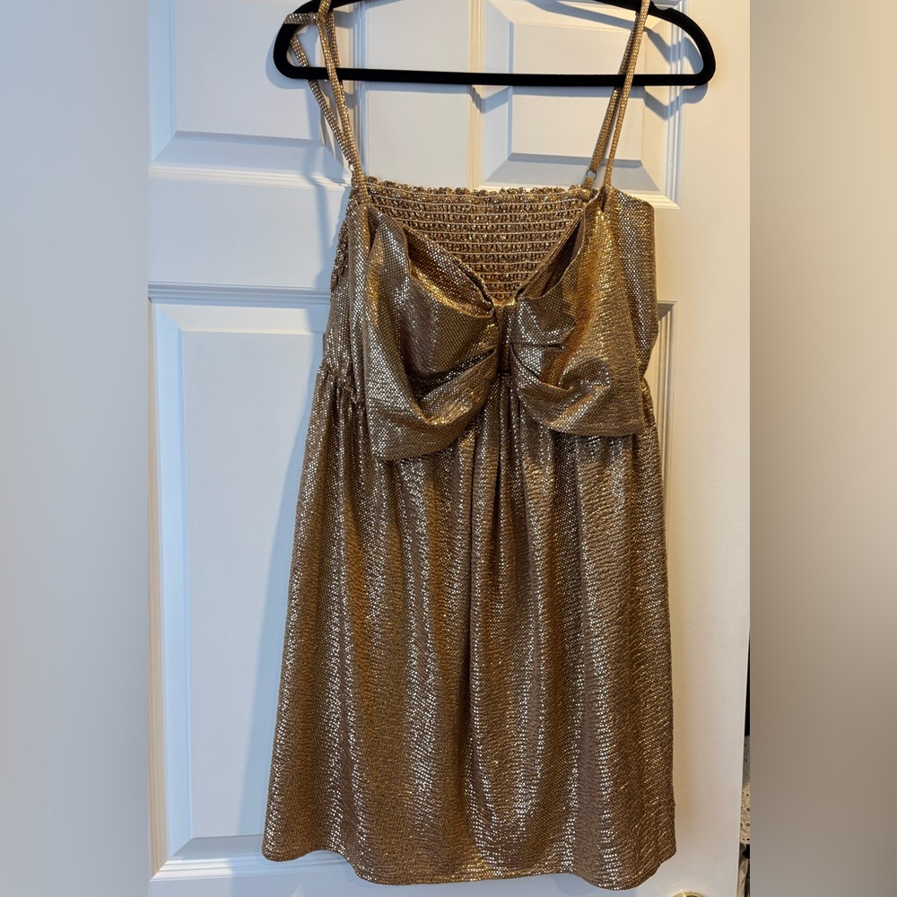 Show Me Your Mumu Best Bow Gold Polyester Mini Dress Size XXL